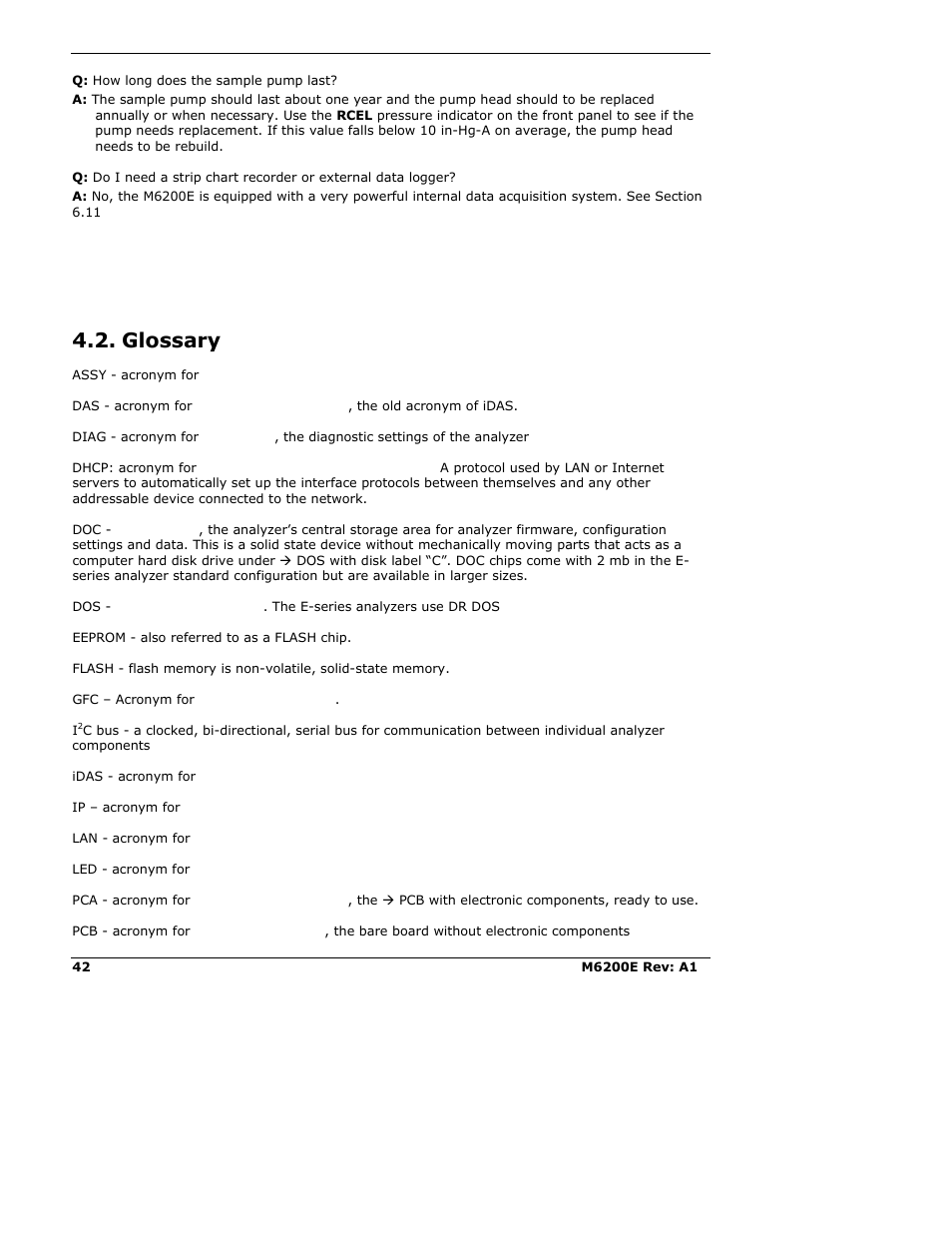 Glossary | Teledyne 6200E - Sulfides Analyzer User Manual | Page 42 / 306