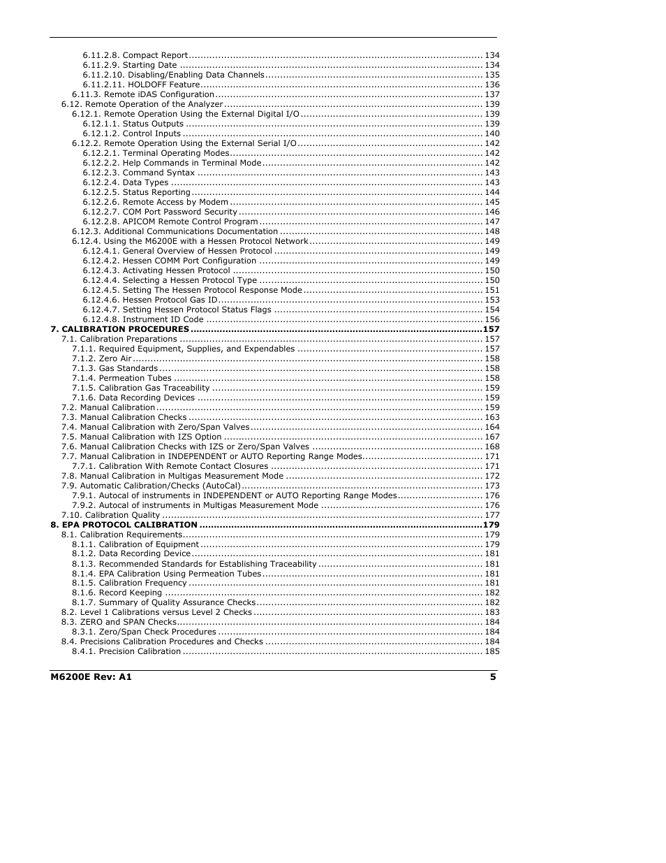 Teledyne 6200E - Sulfides Analyzer User Manual | Page 5 / 306