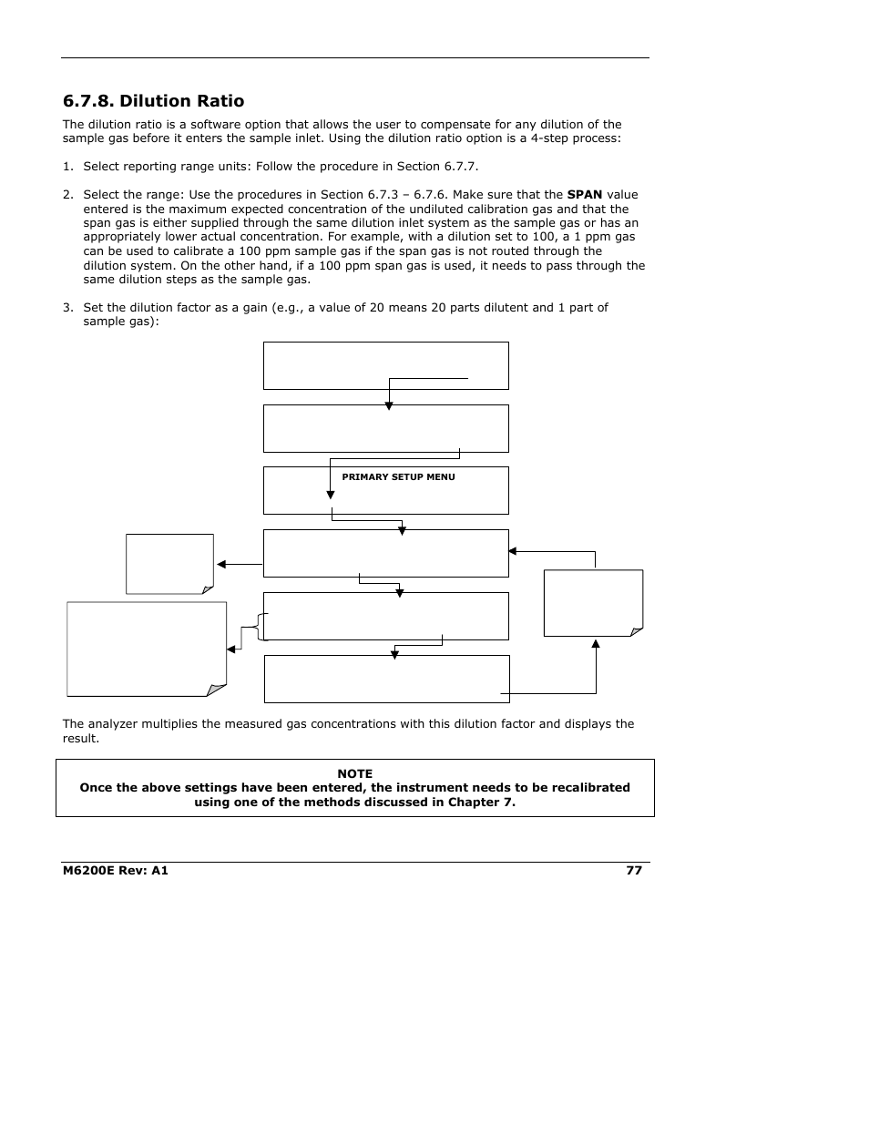 Dilution ratio | Teledyne 6200E - Sulfides Analyzer User Manual | Page 77 / 306