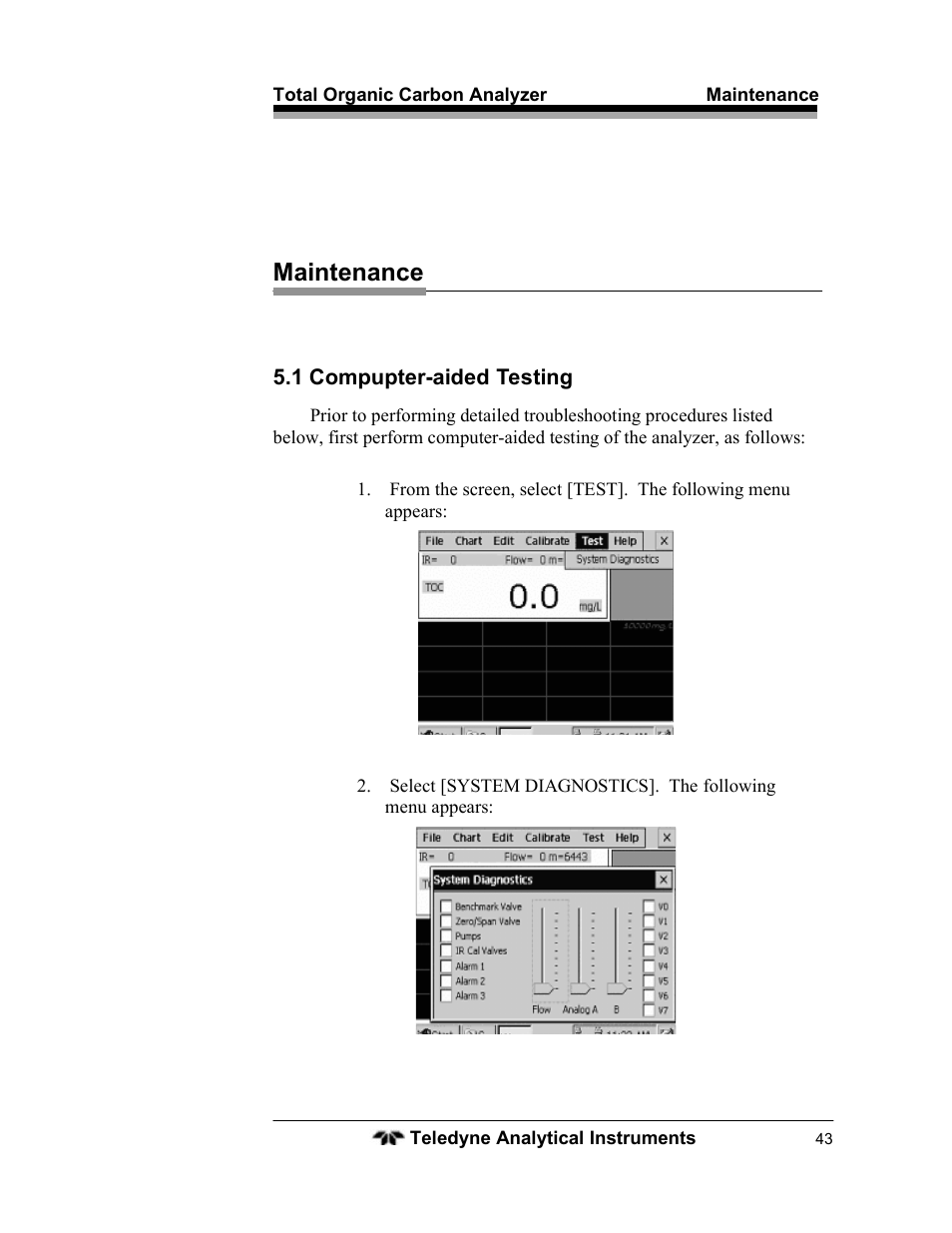 Maintenance | Teledyne 6750 - Total Organic Carbon analyzers User Manual | Page 55 / 96