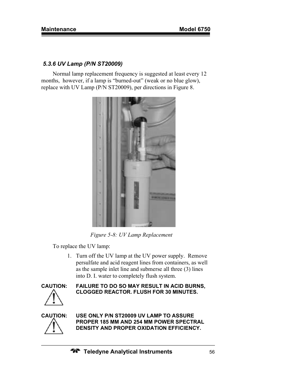 Teledyne 6750 - Total Organic Carbon analyzers User Manual | Page 68 / 96