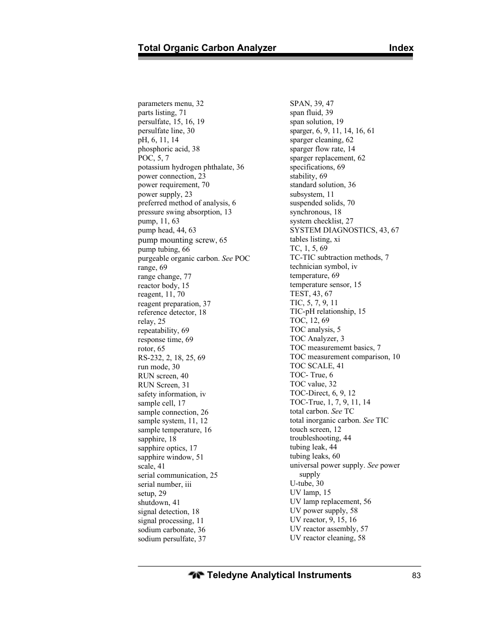 Teledyne 6750 - Total Organic Carbon analyzers User Manual | Page 95 / 96