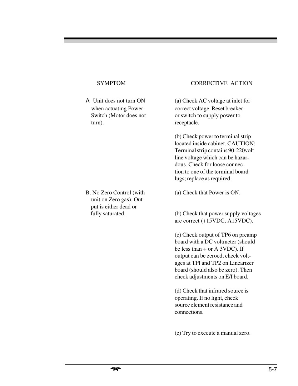 8 trouble shooting chart | Teledyne 7300a - NDIR analyzer User Manual | Page 77 / 85