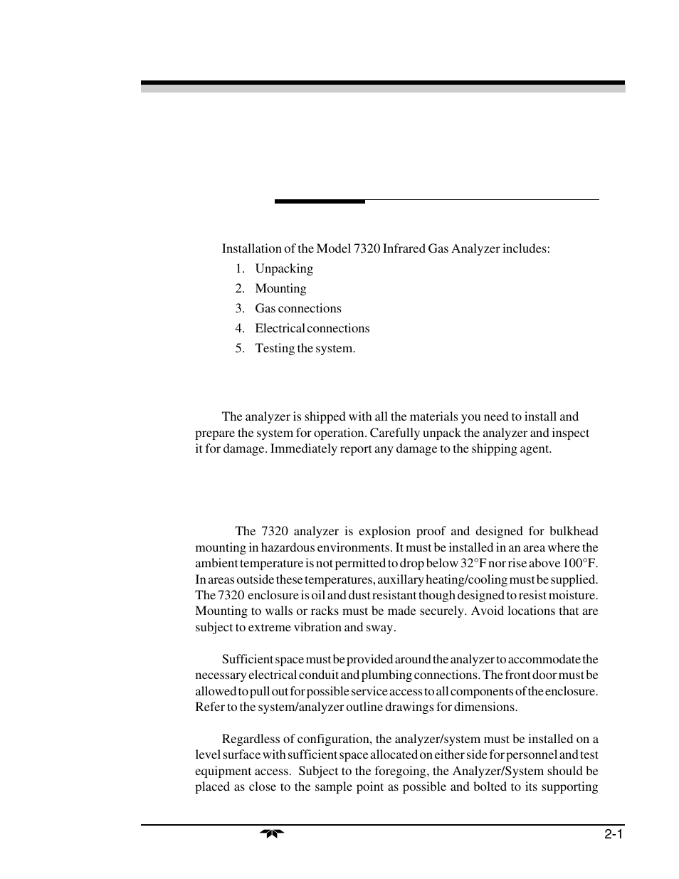 0 installation | Teledyne 7320 - NDIR analyzer User Manual | Page 15 / 85