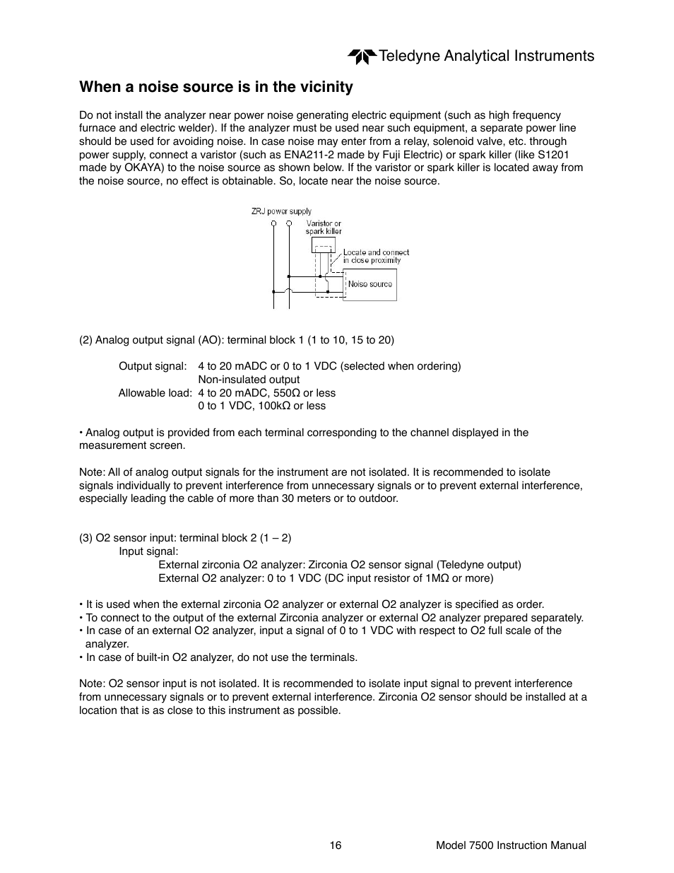 Teledyne 7500 - Infrared gas analyzer - operating manual User Manual | Page 16 / 80