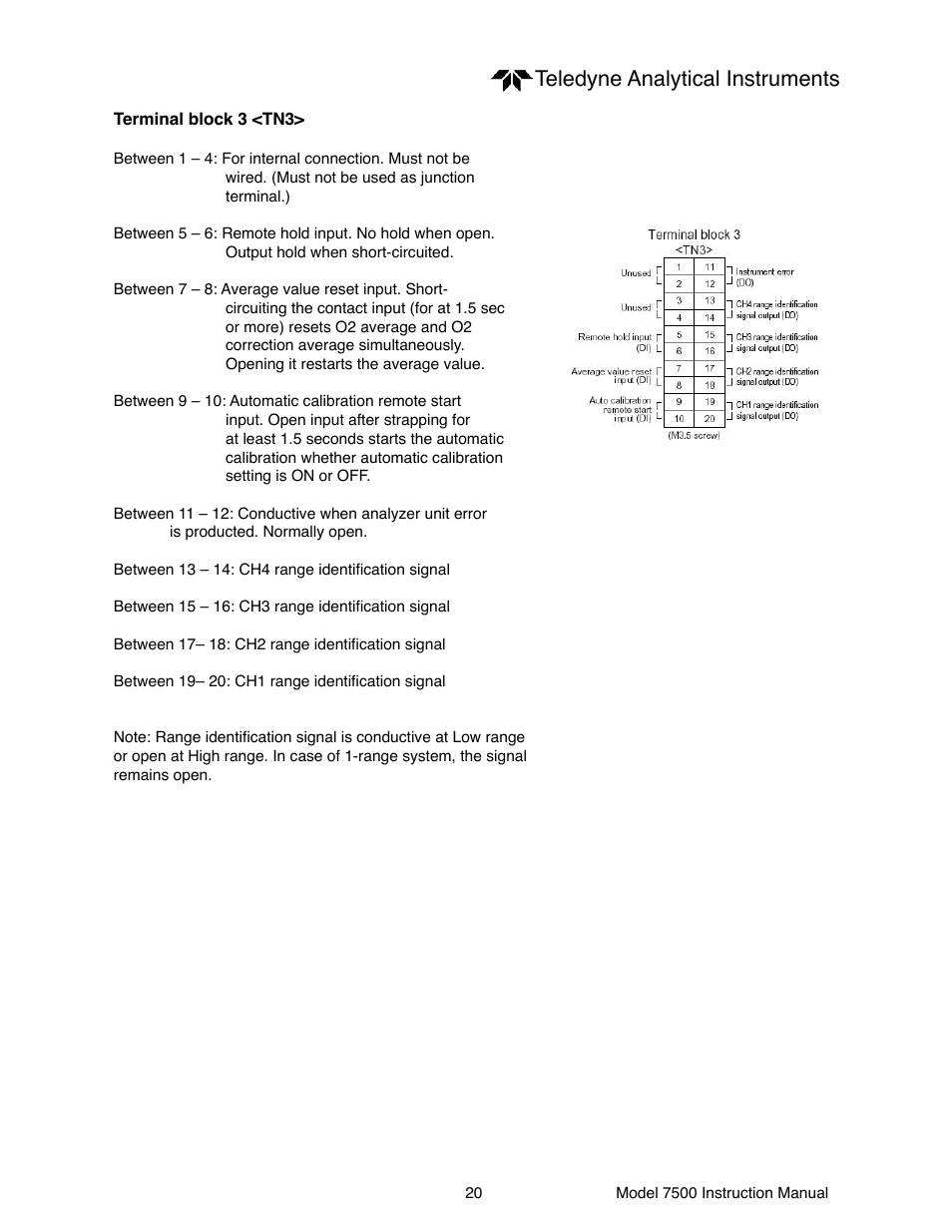 Teledyne analytical instruments | Teledyne 7500 - Infrared gas analyzer - operating manual User Manual | Page 20 / 80