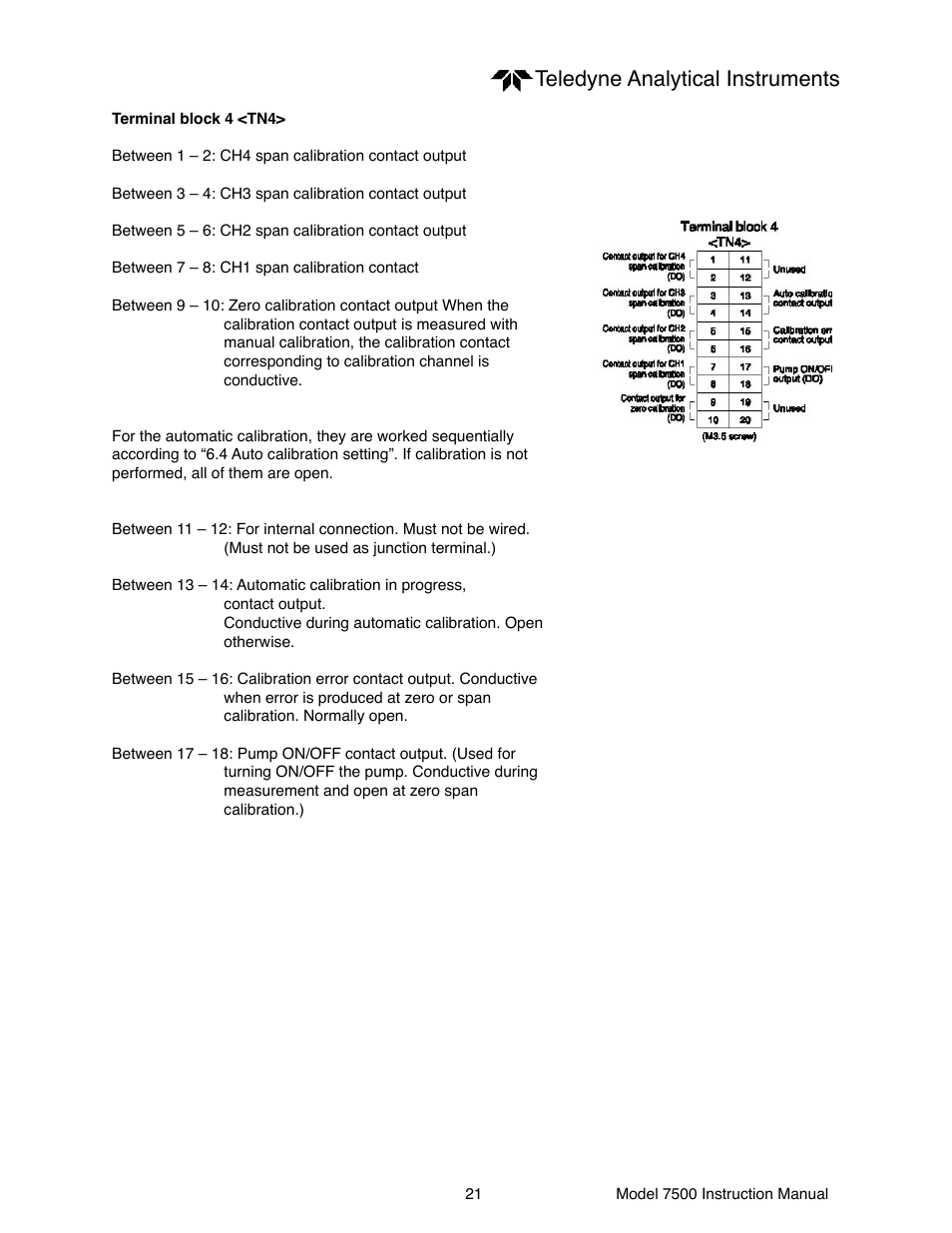 Teledyne analytical instruments | Teledyne 7500 - Infrared gas analyzer - operating manual User Manual | Page 21 / 80