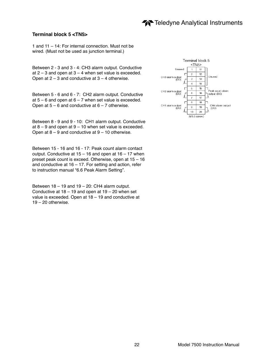 Teledyne analytical instruments | Teledyne 7500 - Infrared gas analyzer - operating manual User Manual | Page 22 / 80