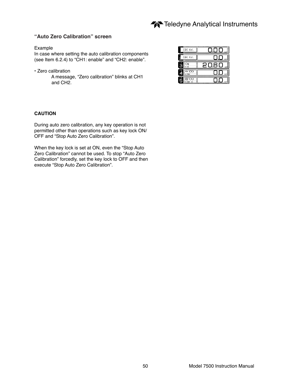 Teledyne analytical instruments | Teledyne 7500 - Infrared gas analyzer - operating manual User Manual | Page 50 / 80