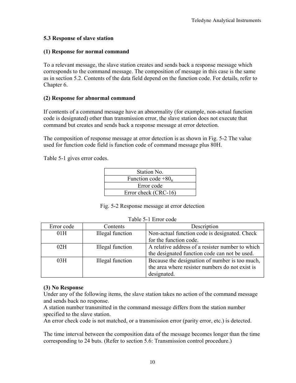 Teledyne 7600 - Infrared gas analyzer - communication manual User Manual | Page 10 / 42