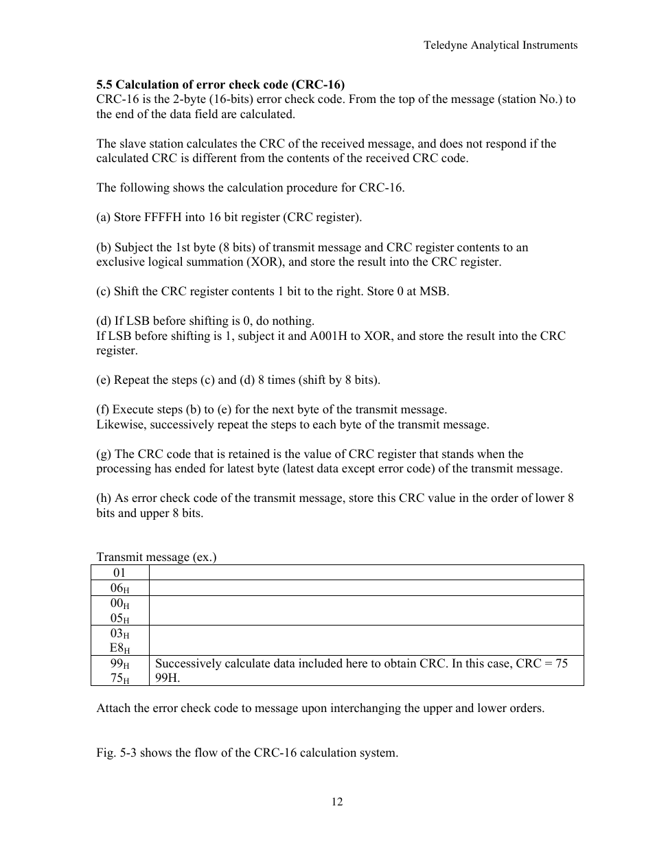 Teledyne 7600 - Infrared gas analyzer - communication manual User Manual | Page 12 / 42