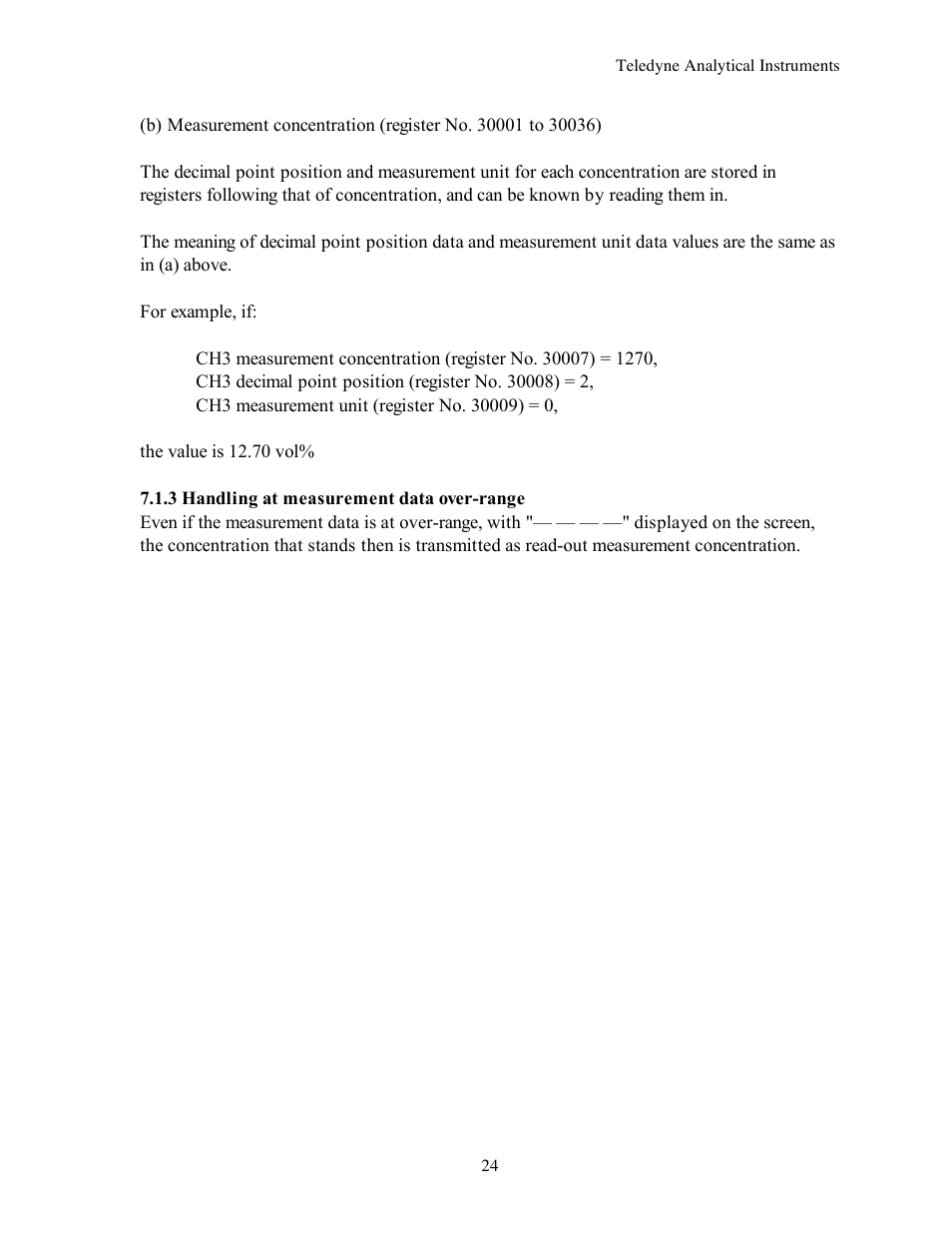 Teledyne 7600 - Infrared gas analyzer - communication manual User Manual | Page 24 / 42