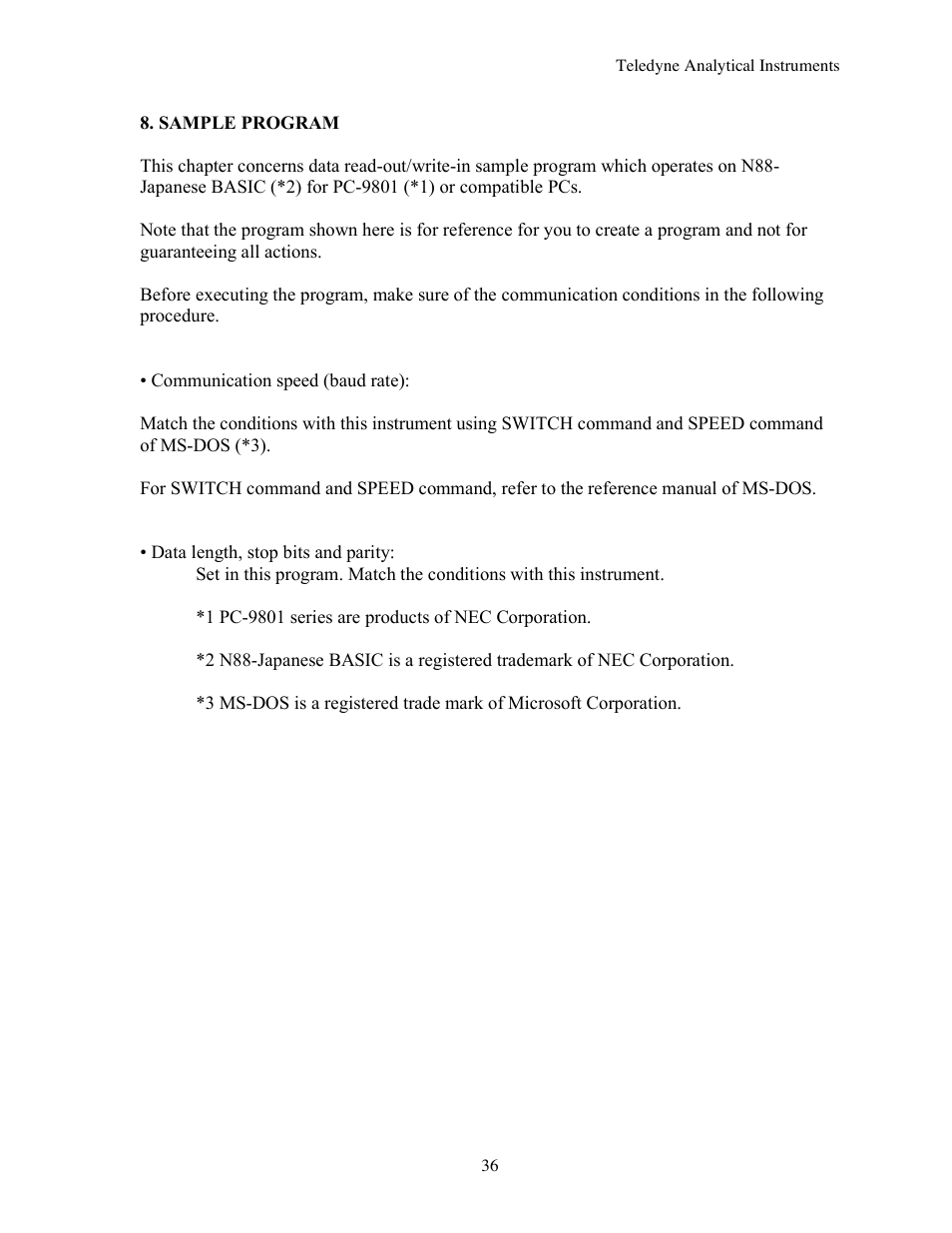 Teledyne 7600 - Infrared gas analyzer - communication manual User Manual | Page 36 / 42