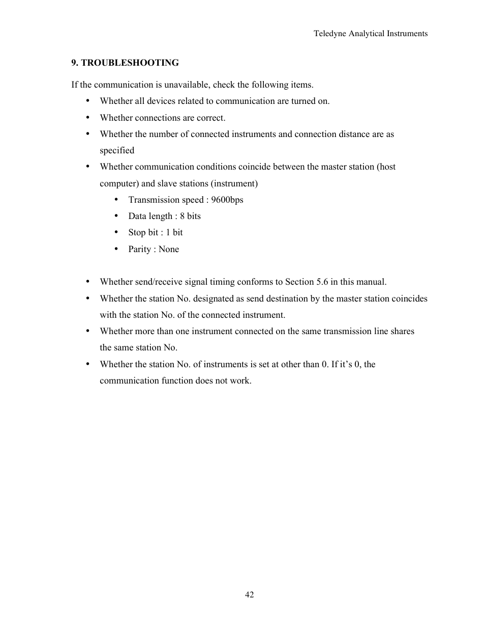 Teledyne 7600 - Infrared gas analyzer - communication manual User Manual | Page 42 / 42
