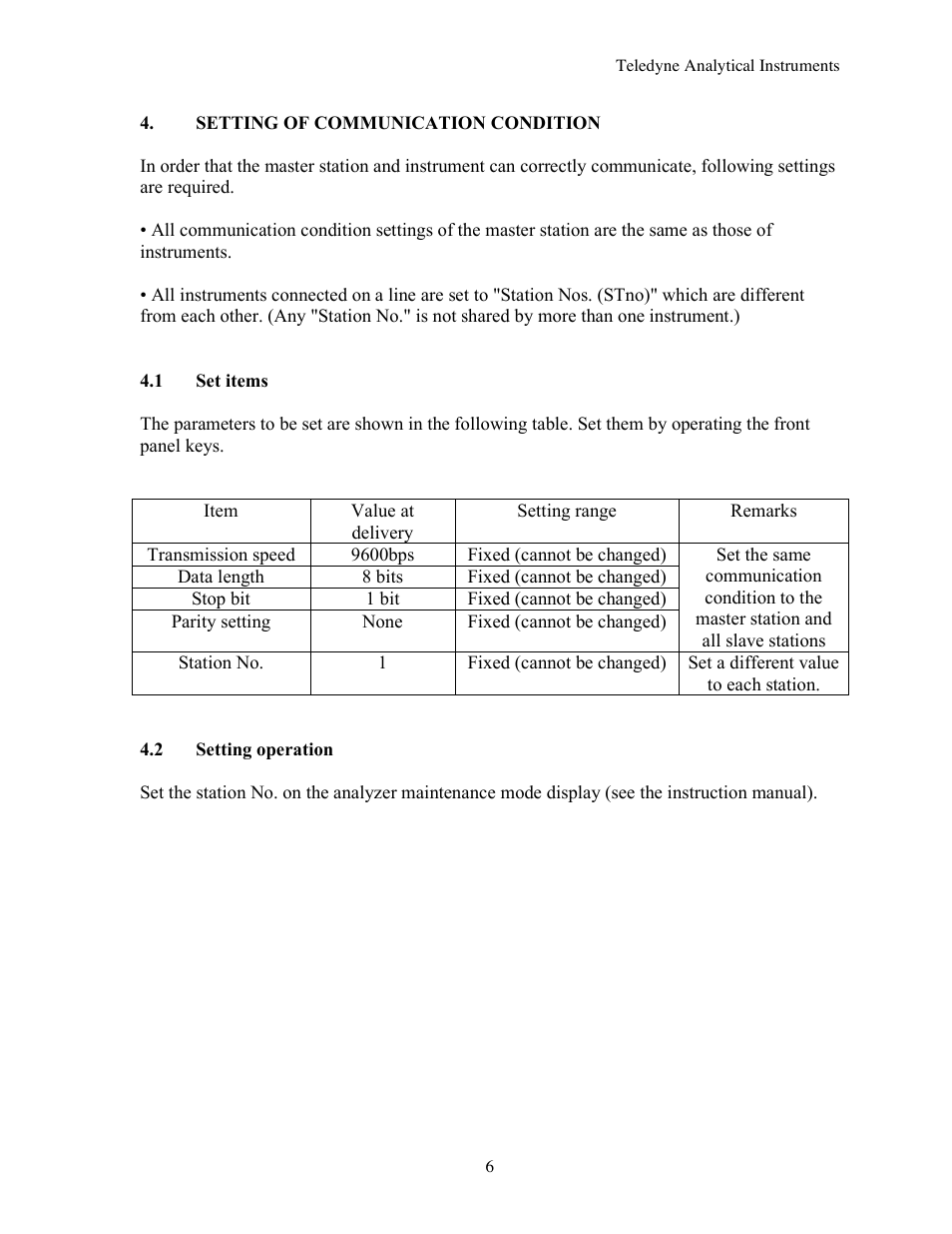 Teledyne 7600 - Infrared gas analyzer - communication manual User Manual | Page 6 / 42