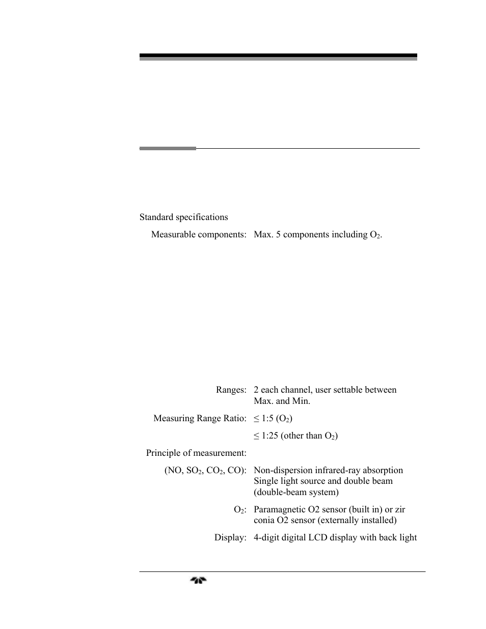 Appendix, A.1 specifications | Teledyne 7600 - Infrared gas analyzer - operating manual User Manual | Page 109 / 126