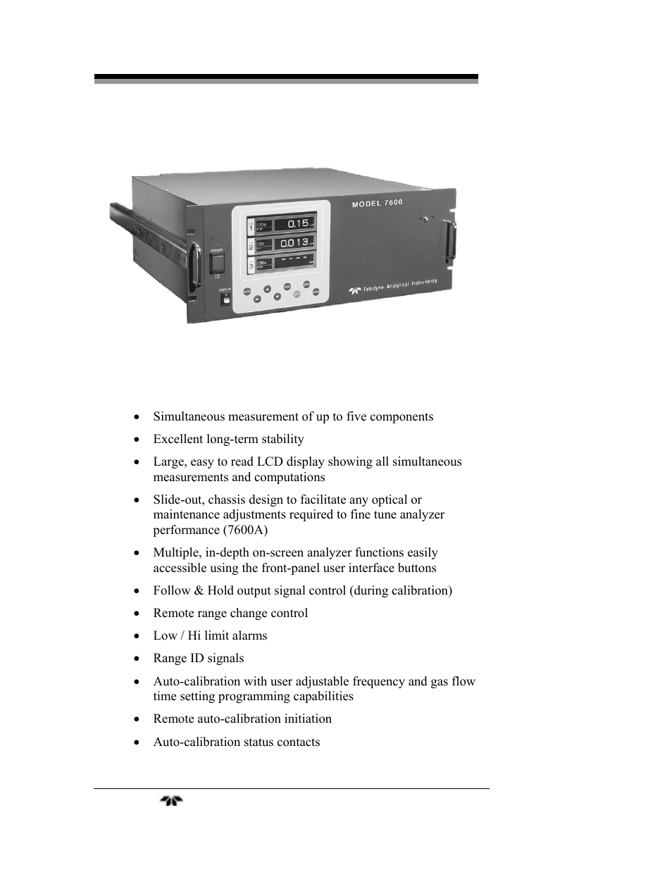 Teledyne 7600 - Infrared gas analyzer - operating manual User Manual | Page 16 / 126