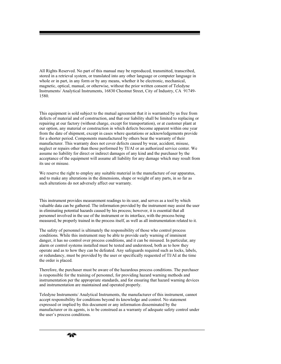 Teledyne 7600 - Infrared gas analyzer - operating manual User Manual | Page 2 / 126
