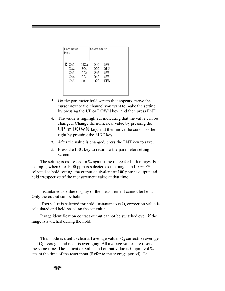 Up or down | Teledyne 7600 - Infrared gas analyzer - operating manual User Manual | Page 78 / 126