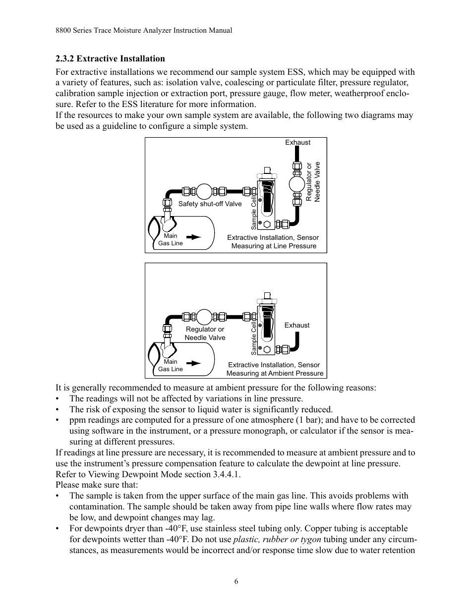 2 extractive installation | Teledyne 8800A/8800B - Panel / Wall mount trace moisture analyzer User Manual | Page 13 / 72
