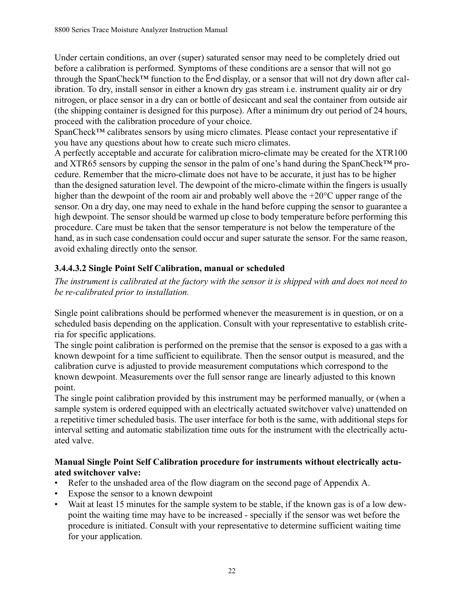 2 single point self calibration, manual or | Teledyne 8800A/8800B - Panel / Wall mount trace moisture analyzer User Manual | Page 29 / 72