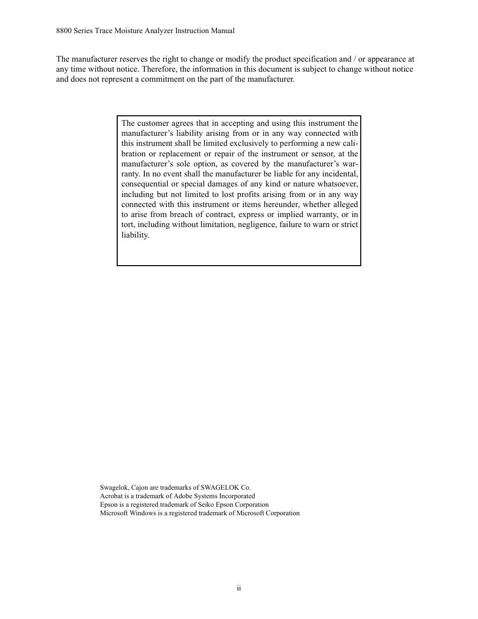 Teledyne 8800A/8800B - Panel / Wall mount trace moisture analyzer User Manual | Page 3 / 72