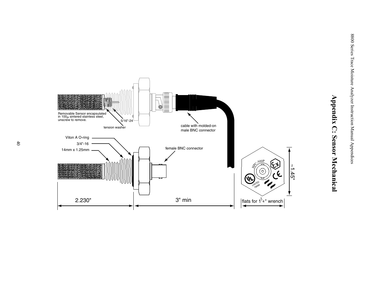 Appendix c: sensor mechanical, Ap pe nd ix c : se ns or me ch an ic al | Teledyne 8800A/8800B - Panel / Wall mount trace moisture analyzer User Manual | Page 47 / 72