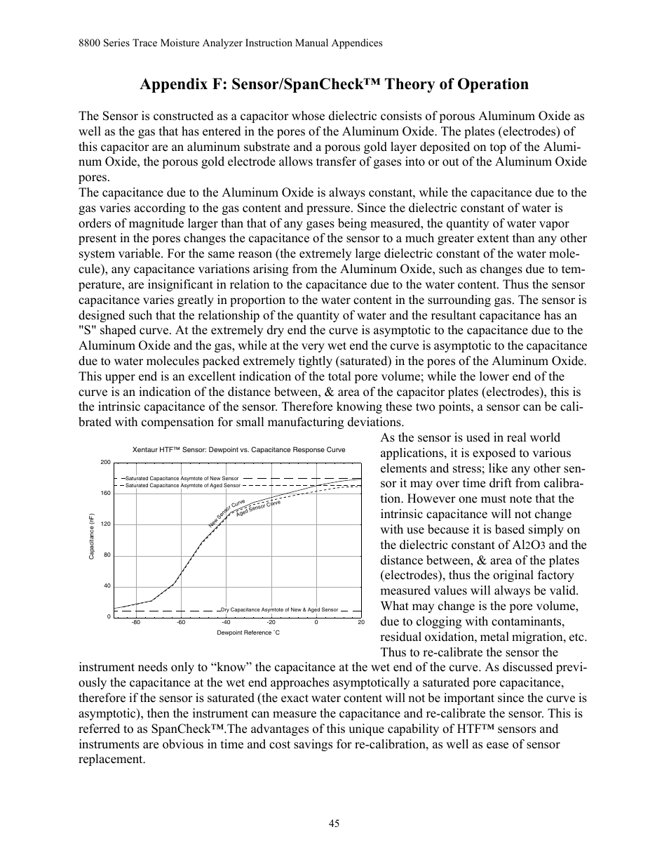 Appendix f: sensor/spancheck™ theory of operation | Teledyne 8800A/8800B - Panel / Wall mount trace moisture analyzer User Manual | Page 52 / 72