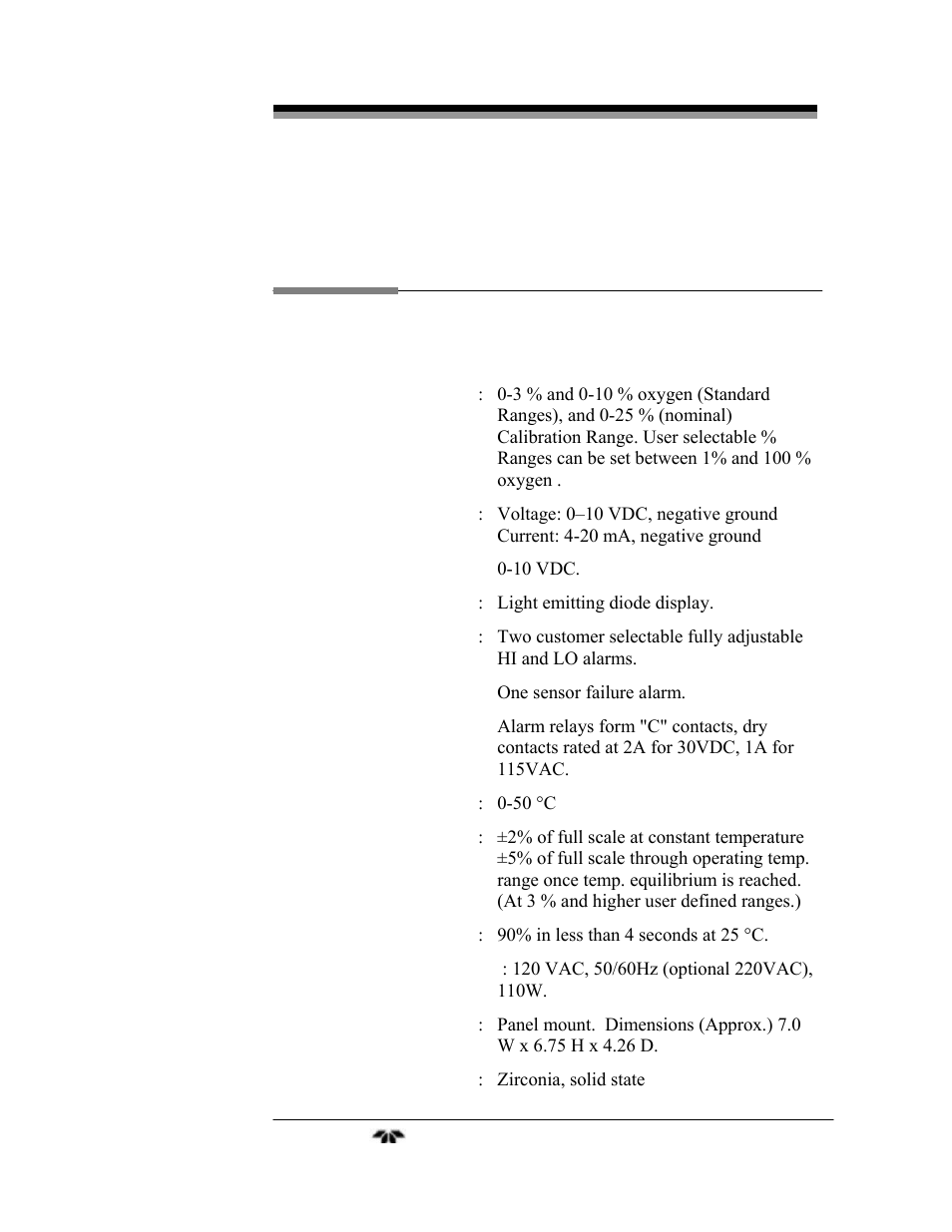 Appendix | Teledyne 9060L - Zirconium oxide flue gas oxygen analyzer User Manual | Page 43 / 51