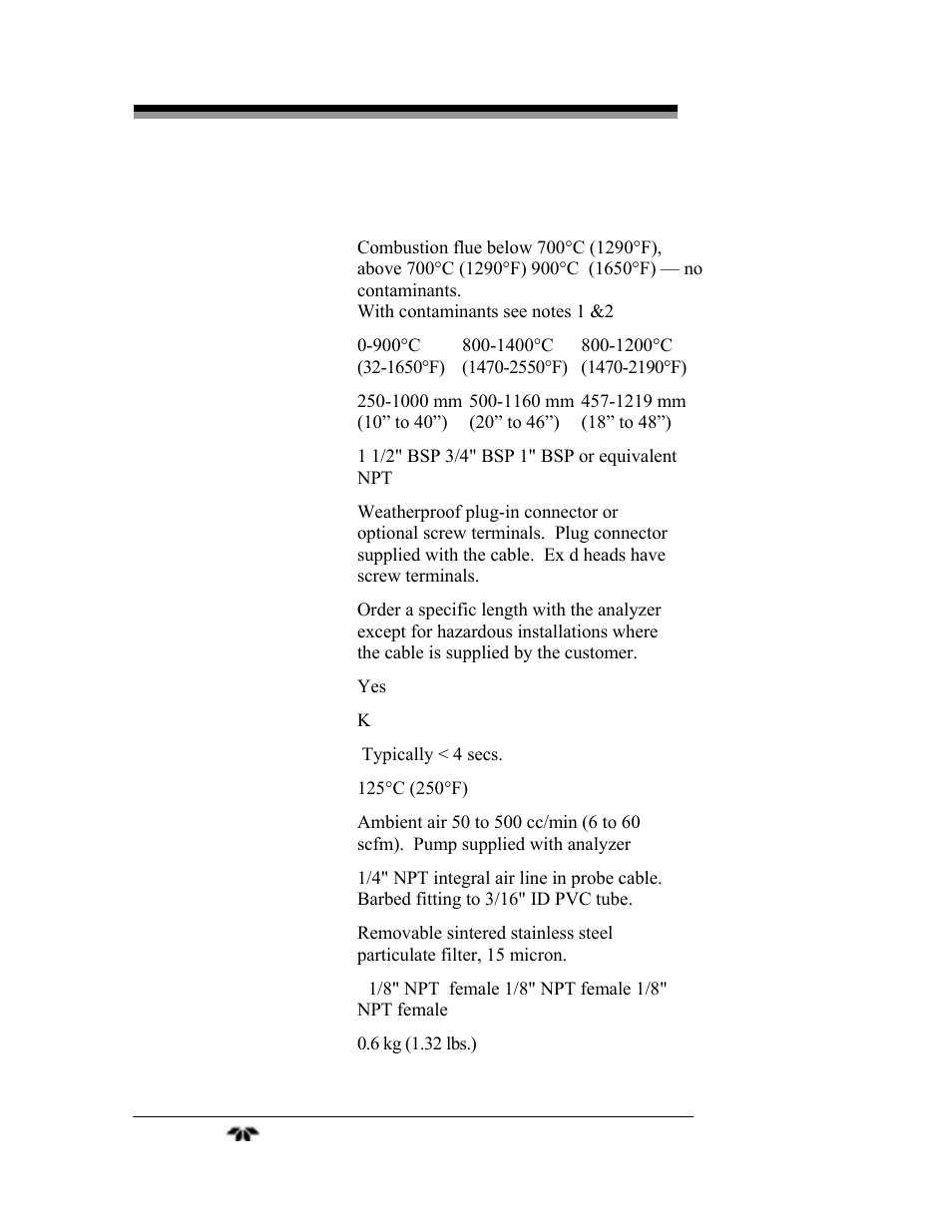 Teledyne 9060L - Zirconium oxide flue gas oxygen analyzer User Manual | Page 44 / 51