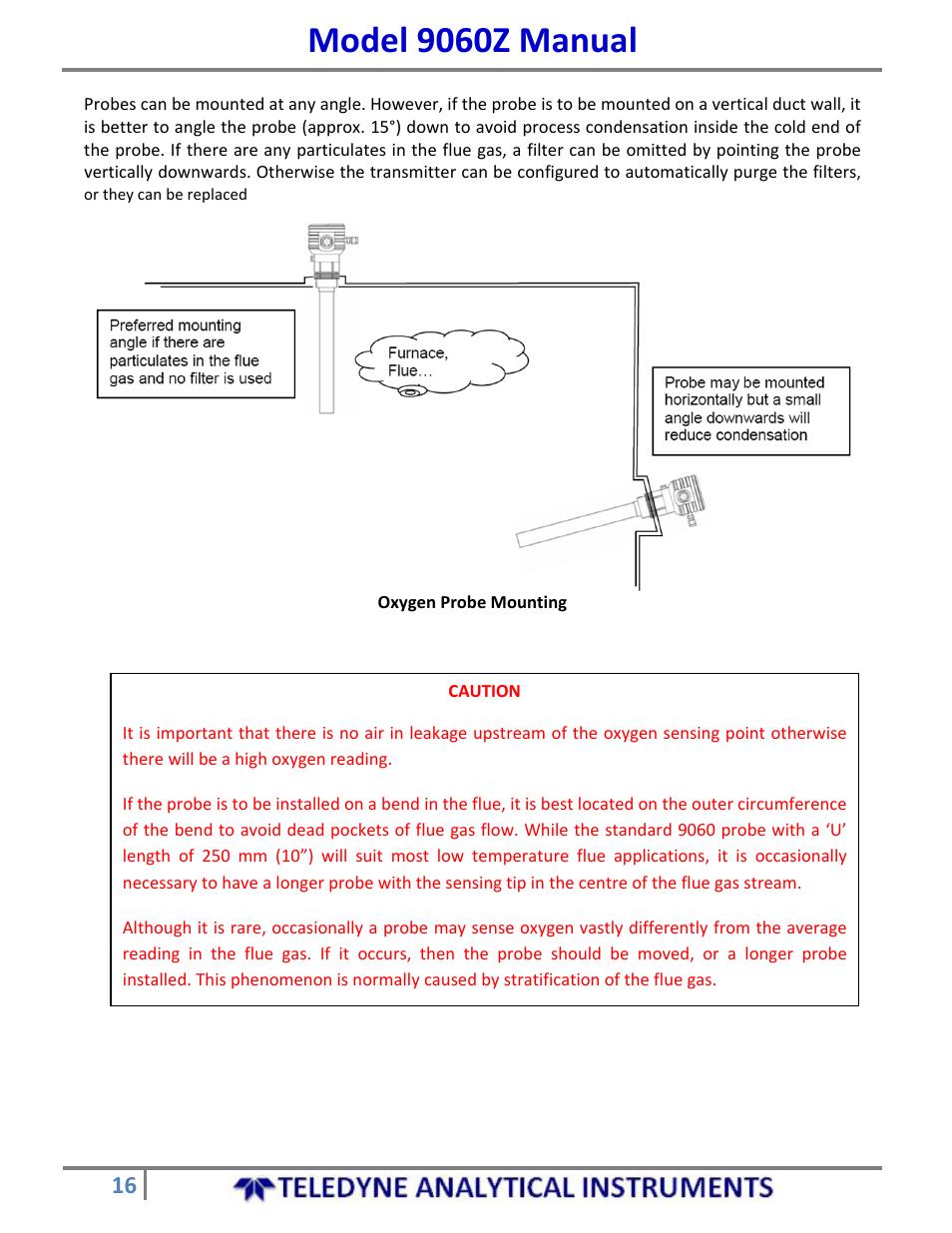 Model 9060z manual | Teledyne 9060Z - Zirconium oxide flue gas oxygen analyzer User Manual | Page 16 / 67