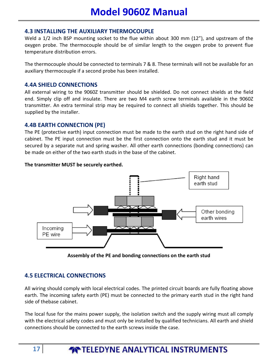 Model 9060z manual | Teledyne 9060Z - Zirconium oxide flue gas oxygen analyzer User Manual | Page 17 / 67