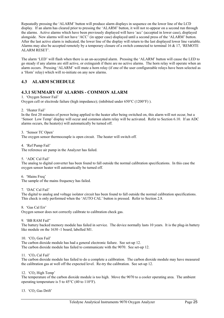 Teledyne 9070 - O2 and CO2 Food package analyzer (preliminary) User Manual | Page 25 / 50