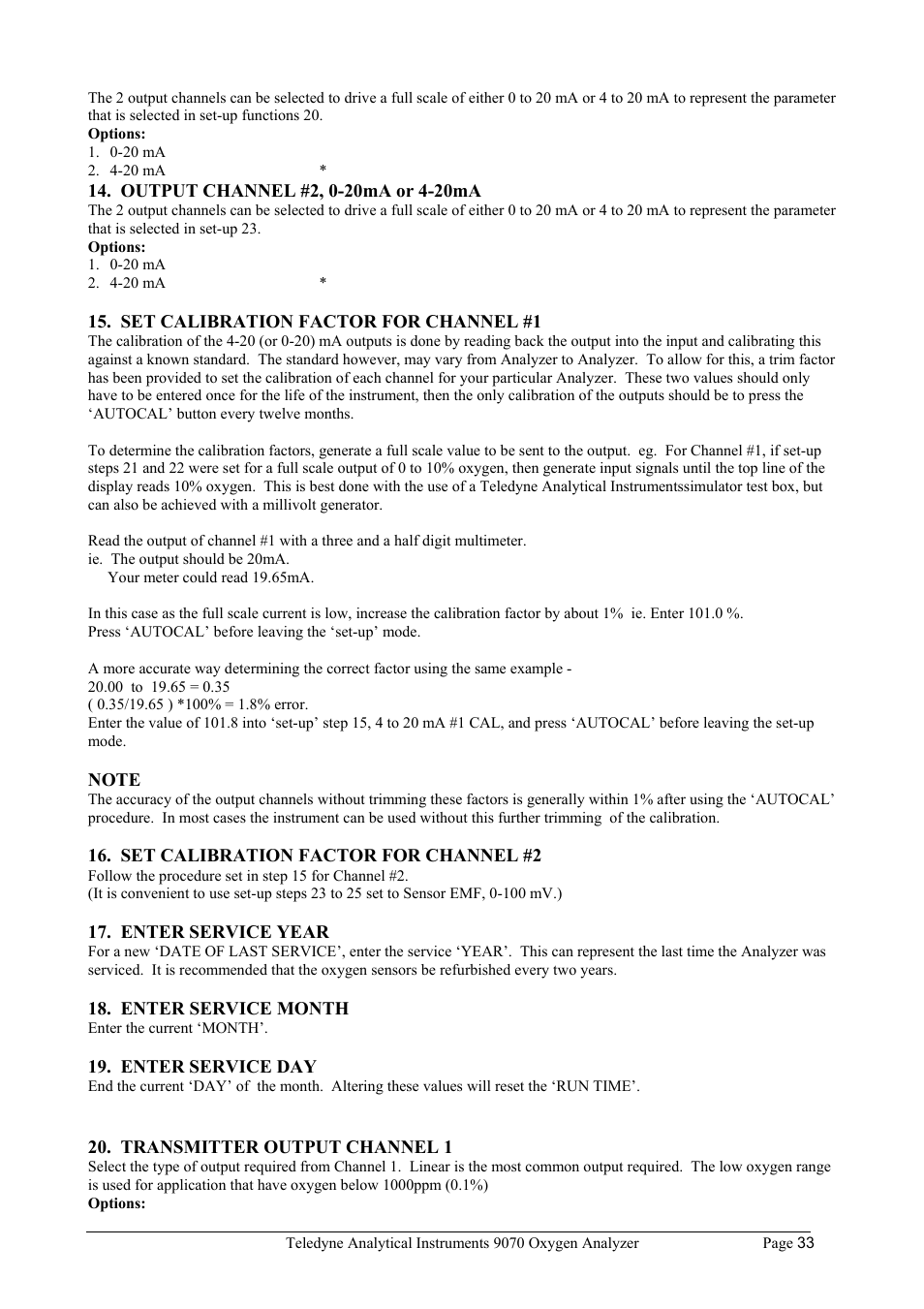 Teledyne 9070 - O2 and CO2 Food package analyzer (preliminary) User Manual | Page 33 / 50
