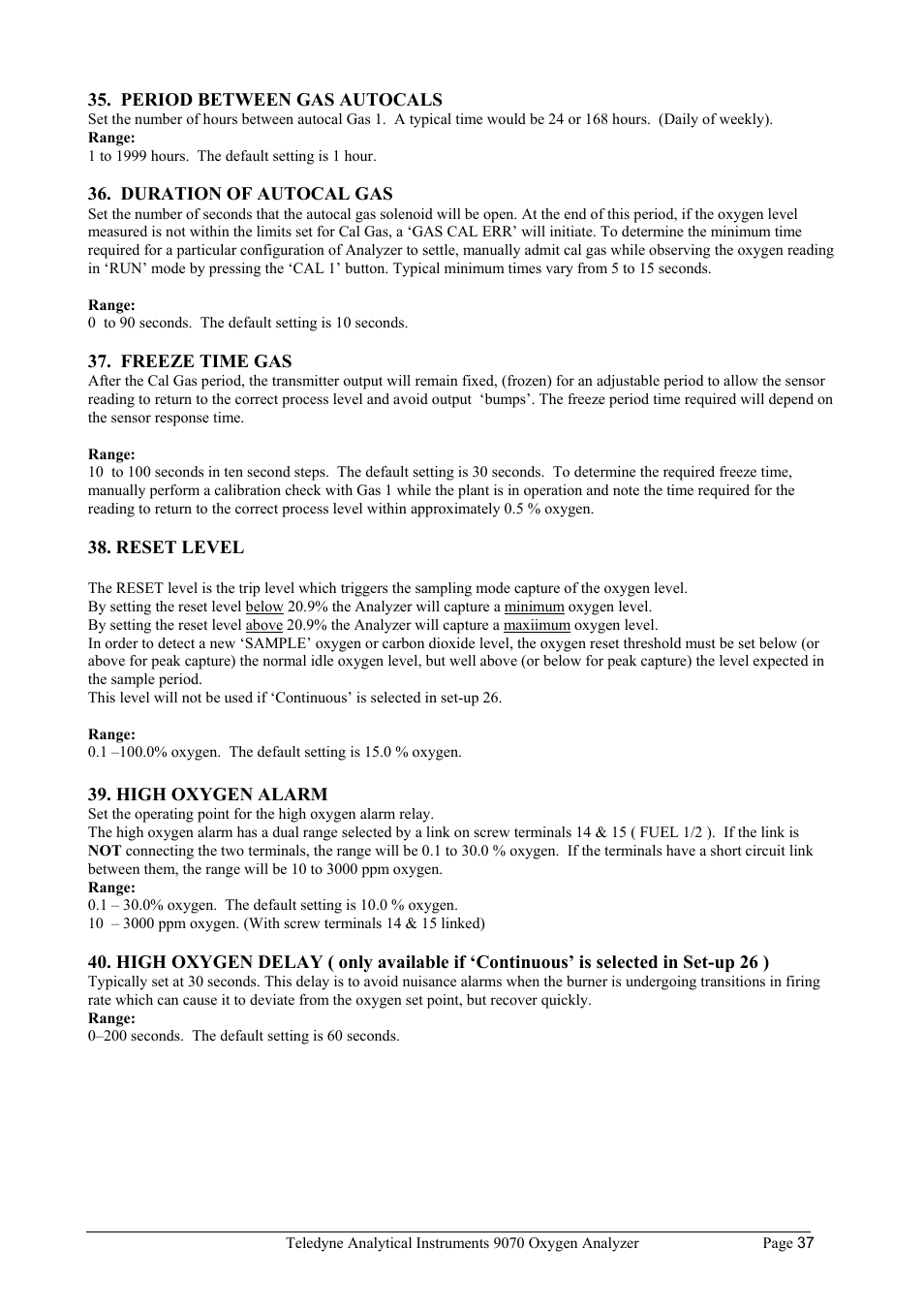Teledyne 9070 - O2 and CO2 Food package analyzer (preliminary) User Manual | Page 37 / 50