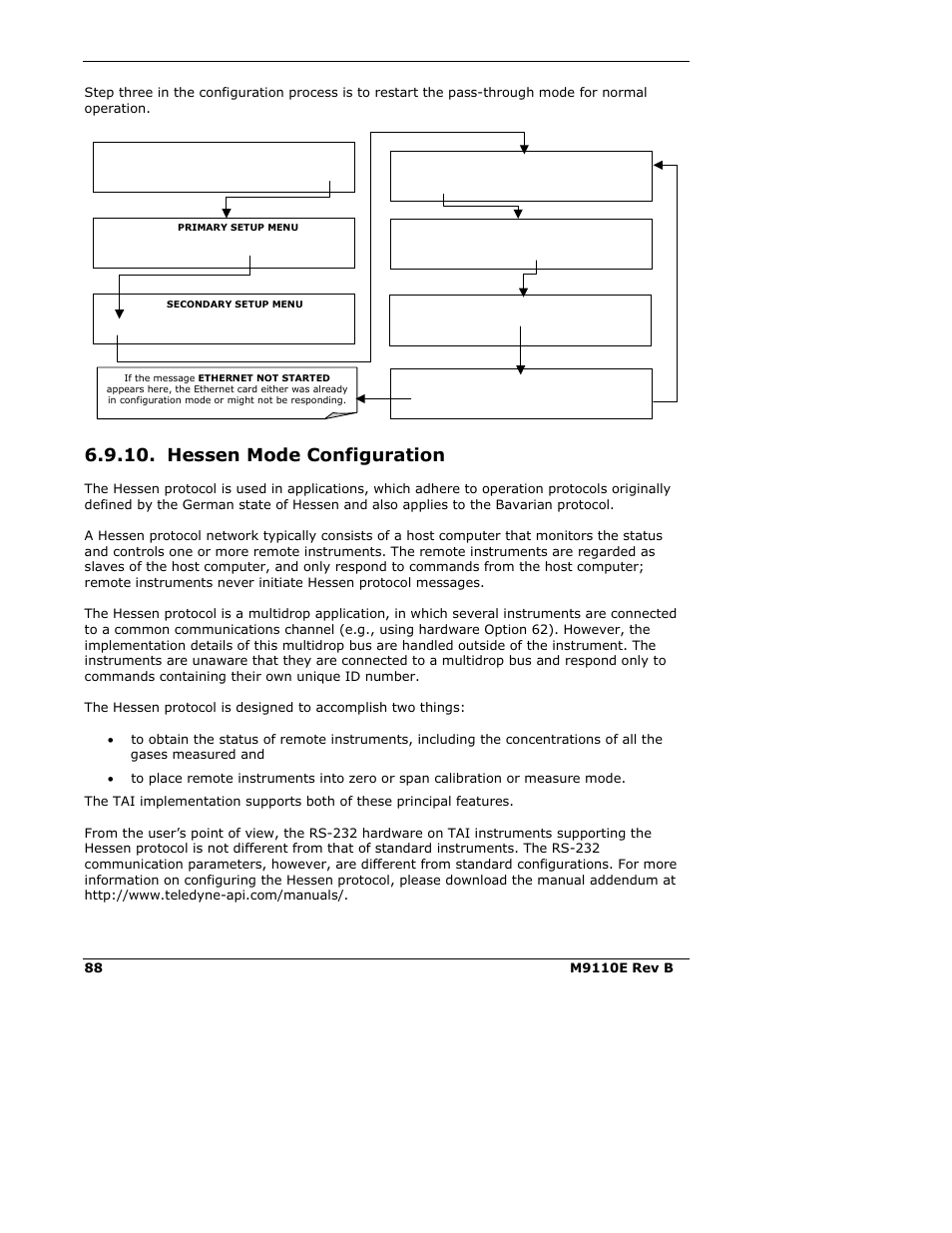 Hessen mode configuration | Teledyne 9110E - Nitrogen Oxides Analyzer User Manual | Page 102 / 280