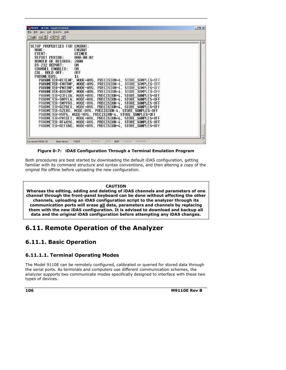 Remote operation of the analyzer, Basic operation | Teledyne 9110E - Nitrogen Oxides Analyzer User Manual | Page 120 / 280