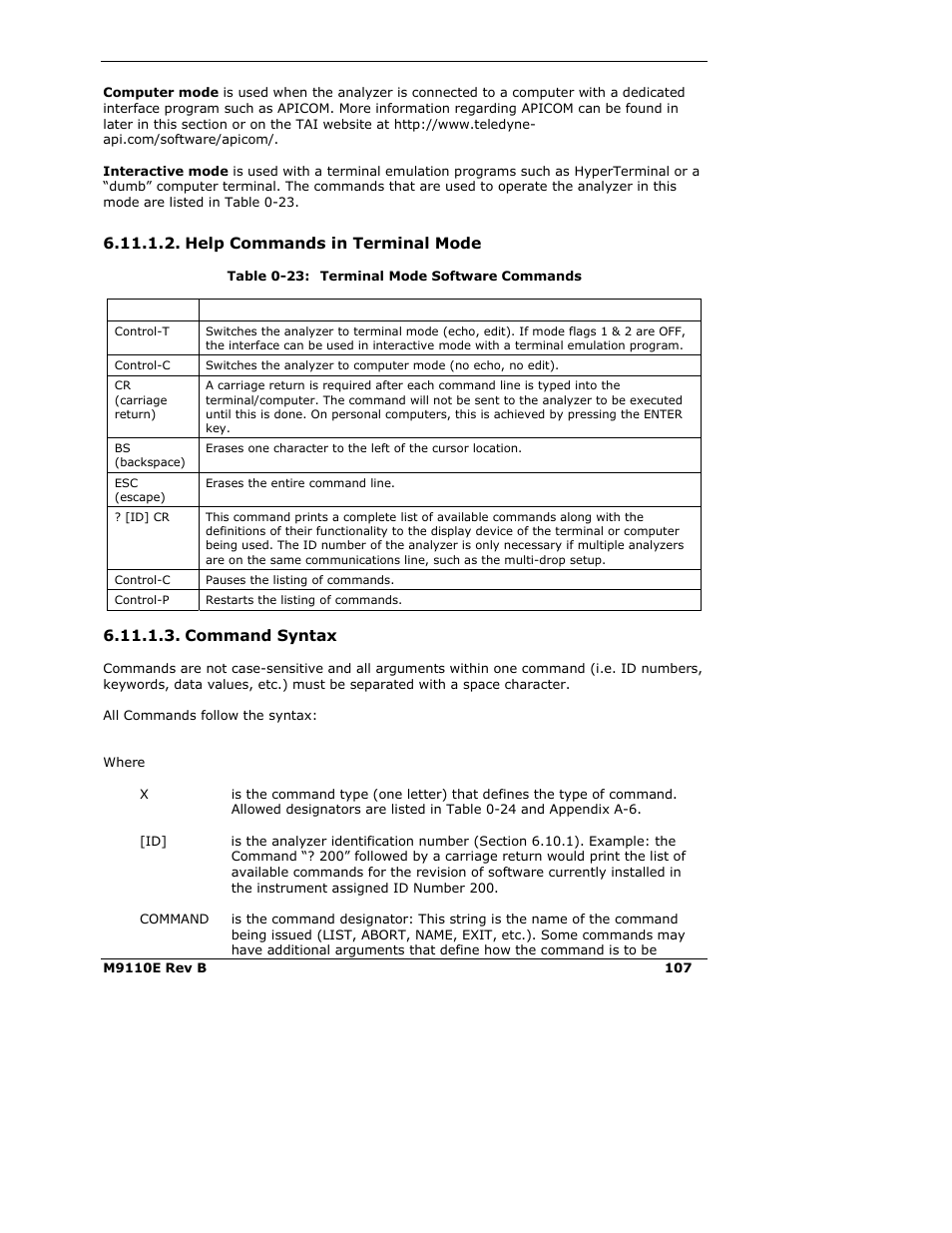 Teledyne 9110E - Nitrogen Oxides Analyzer User Manual | Page 121 / 280