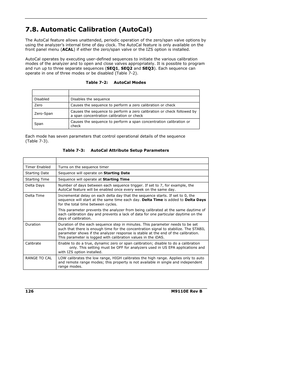 Automatic calibration (autocal) | Teledyne 9110E - Nitrogen Oxides Analyzer User Manual | Page 140 / 280