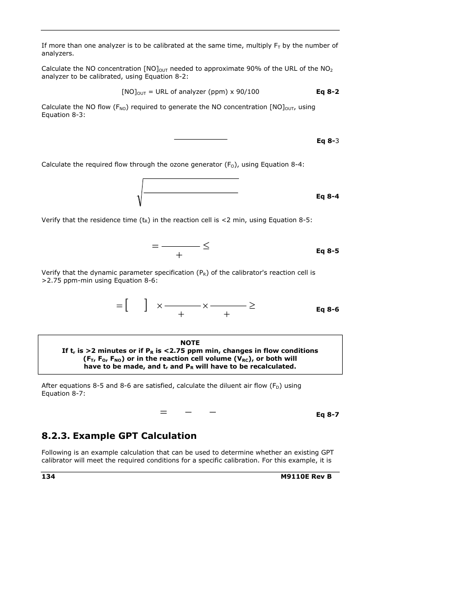 Min 2 f f v t, Ч + ч | Teledyne 9110E - Nitrogen Oxides Analyzer User Manual | Page 148 / 280