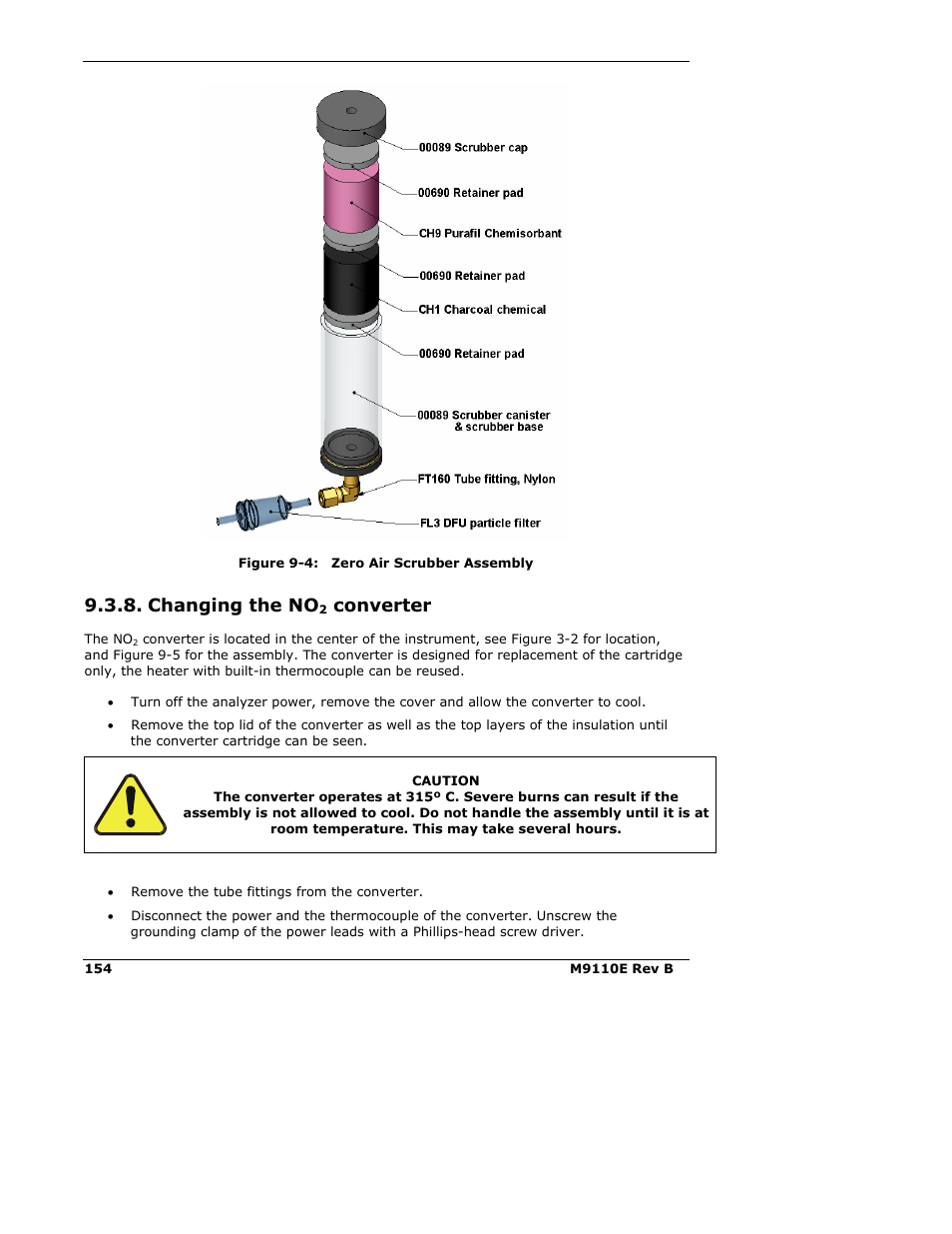 Changing the no, Converter | Teledyne 9110E - Nitrogen Oxides Analyzer User Manual | Page 168 / 280