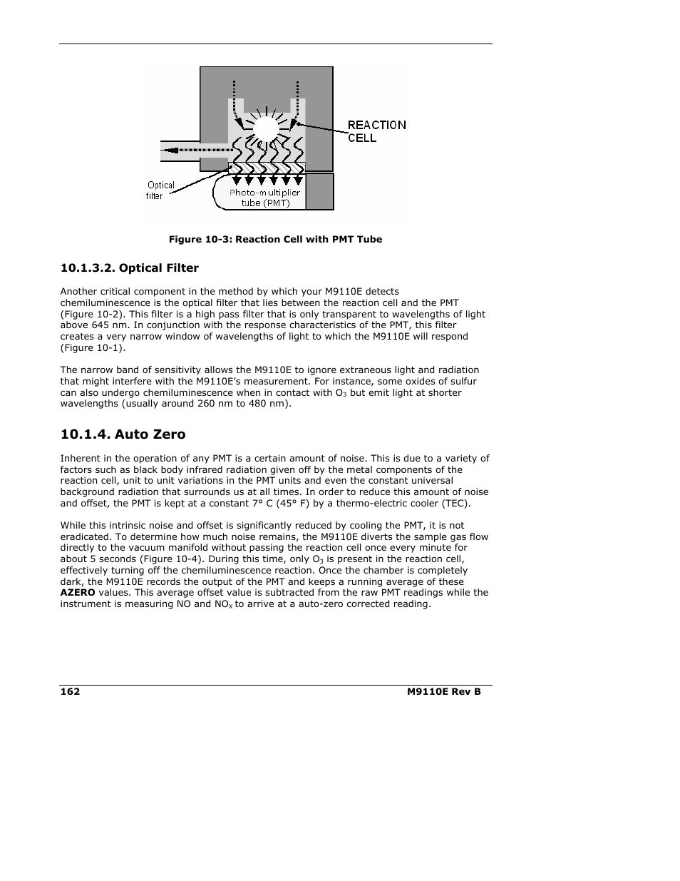 Auto zero | Teledyne 9110E - Nitrogen Oxides Analyzer User Manual | Page 176 / 280