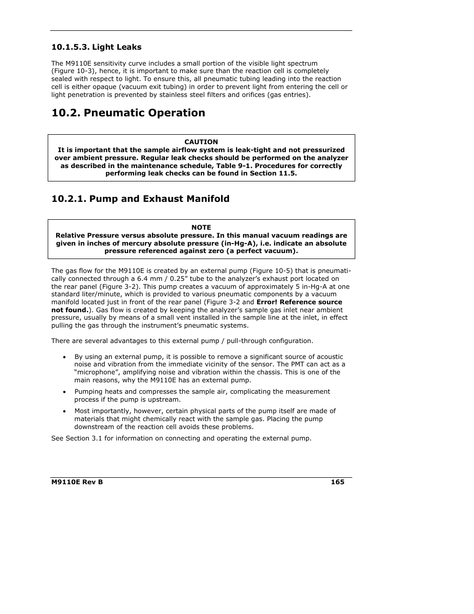 Pneumatic operation, Pump and exhaust manifold | Teledyne 9110E - Nitrogen Oxides Analyzer User Manual | Page 179 / 280