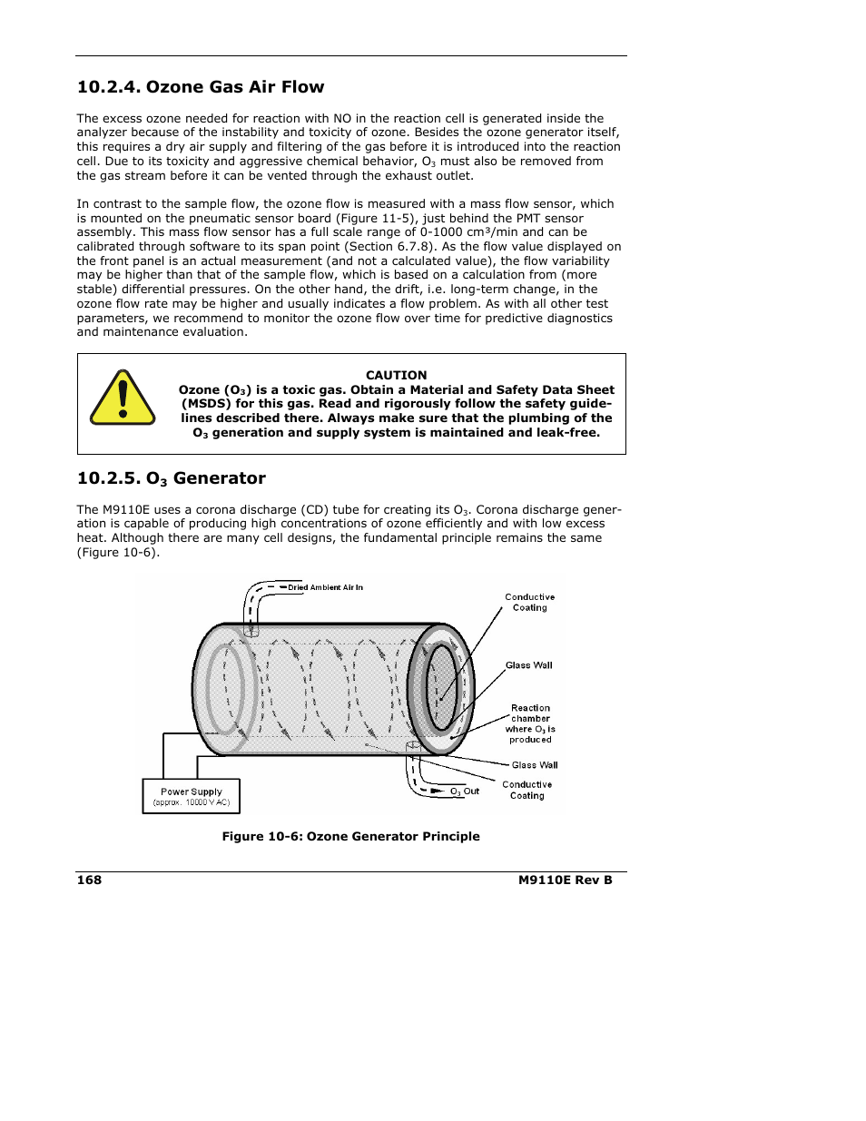 Ozone gas air flow, Generator | Teledyne 9110E - Nitrogen Oxides Analyzer User Manual | Page 182 / 280