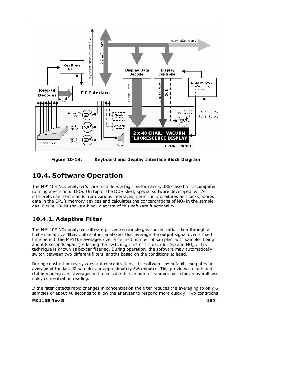 Software operation, Adaptive filter | Teledyne 9110E - Nitrogen Oxides Analyzer User Manual | Page 203 / 280