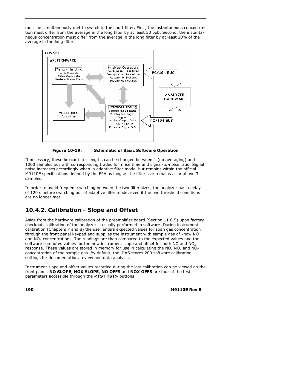 Calibration - slope and offset | Teledyne 9110E - Nitrogen Oxides Analyzer User Manual | Page 204 / 280