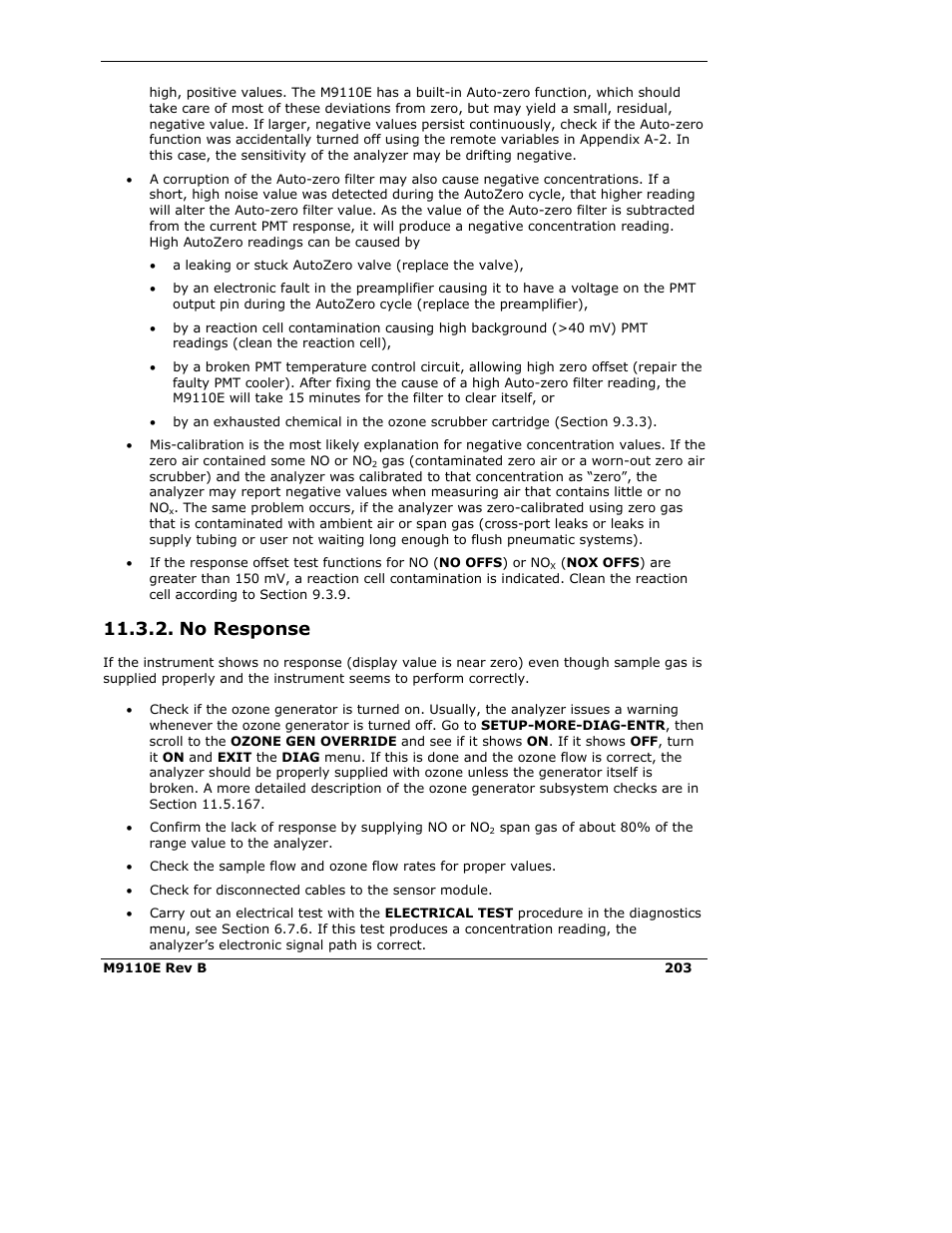 No response | Teledyne 9110E - Nitrogen Oxides Analyzer User Manual | Page 217 / 280