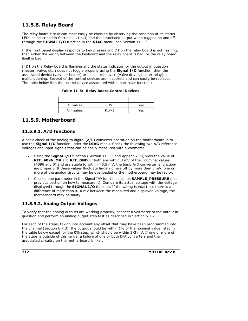 Relay board, Motherboard | Teledyne 9110E - Nitrogen Oxides Analyzer User Manual | Page 226 / 280