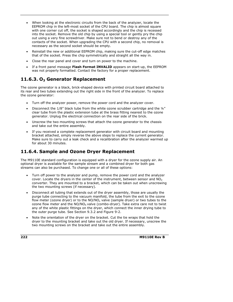 Generator replacement, Sample and ozone dryer replacement | Teledyne 9110E - Nitrogen Oxides Analyzer User Manual | Page 236 / 280