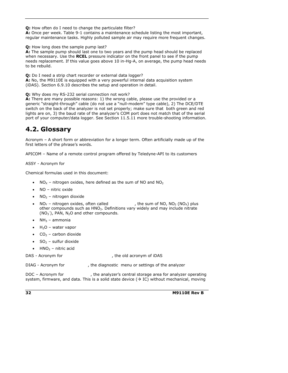 Glossary | Teledyne 9110E - Nitrogen Oxides Analyzer User Manual | Page 46 / 280